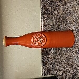 Crate & Barrel Burnt Orange Decorative Ceramic Olive Oil Bottle